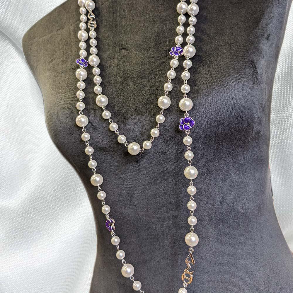 Delta Sigma Theta African Violets and Pearls necklace by Utopia Creations. 