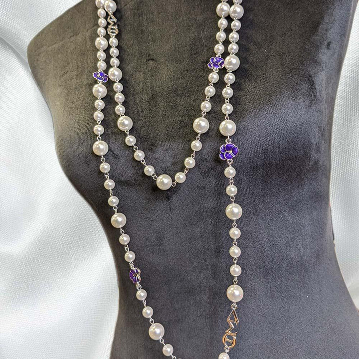 Delta Sigma Theta African Violets and Pearls necklace by Utopia Creations. 