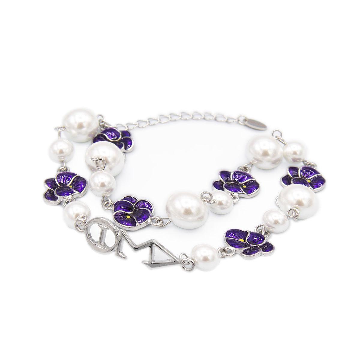 Delta Sigma Theta Violets and Pearls Chain Bracelet | Simply Greek