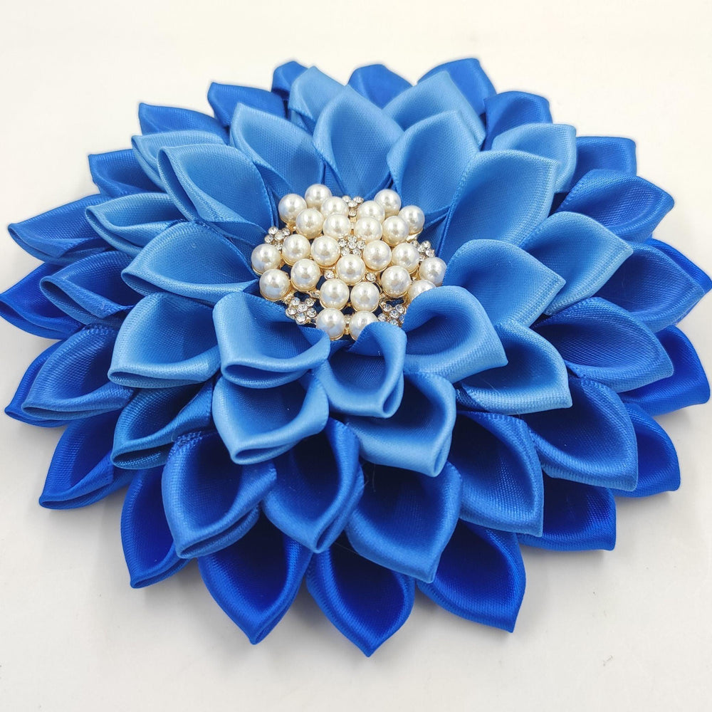 Royal Blue Monochromatic Gradient Ribbon Flower Corsage for Zeta Phi Beta or Sigma Gamma Rho