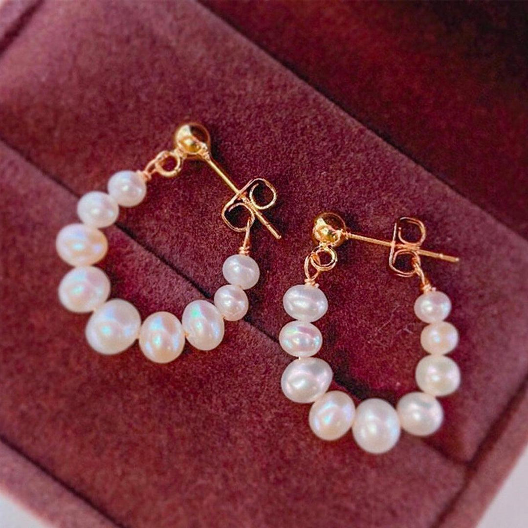 **NEW** Freshwater Pearl Hoop Earrings w/14k Gold Filled Post - Simply Greek